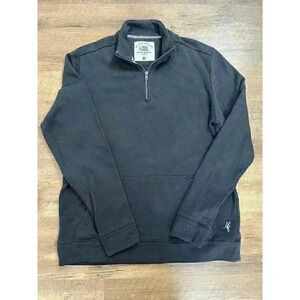 Toes On The Nose Men's Sweater Quarter Zip Pullover Black Ribbed L Surf